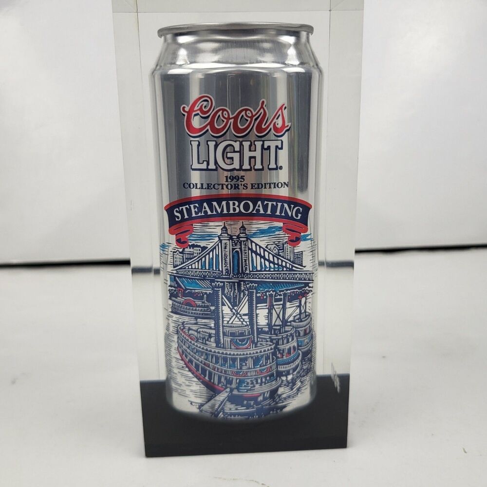 Coors Light 1995 Collectors Edition Beer Can In Clear Resin Steamboating #612